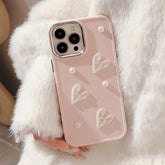 3D Pearl Heart Silicone Case
